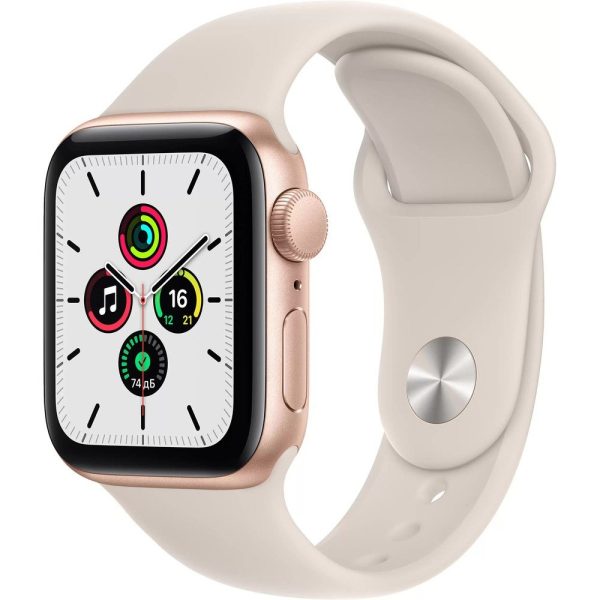 Apple Watch SE 44 мм, корпус из алюминия цвета розовое золото, спортивный ремешок сияющая звезда