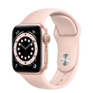 Apple Watch Series 6, 44 мм, корпус из алюминия золотого цвета, спортивный ремешок розовый песок цвета