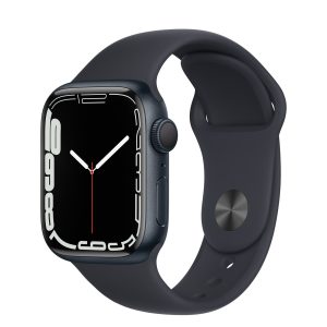 Apple Watch Series 7, 41 мм, Корпус из алюминия цвета тёмная ночь, Спортивный ремешок MKMX3