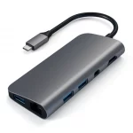 Переходник Satechi Aluminum. Порты USB Type-C Power Delivery (49W), 3хUSB, 4K HDMI (30Hz), 4K mini DisplayPort (30Hz),micro/SD Серый космос
