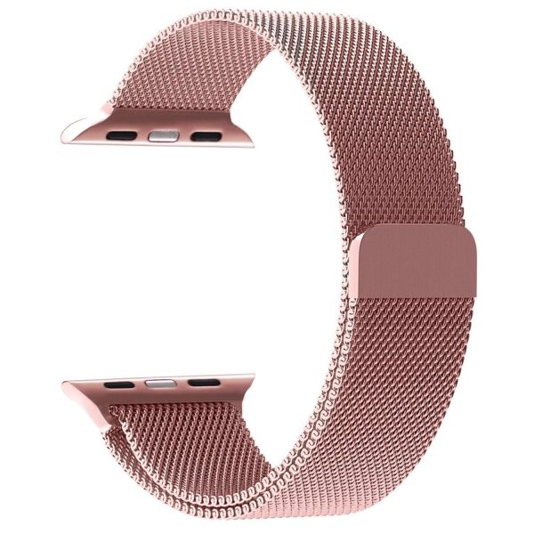 Ремешок Milanese для Apple Watch 42/44/45mm, миланский сетчатый Розовое золото