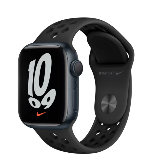 Часы Apple Watch Series 7 GPS 45mm Aluminum Case with Nike Sport Band Темная ночь/Антрацитовый/Черный MKNC3