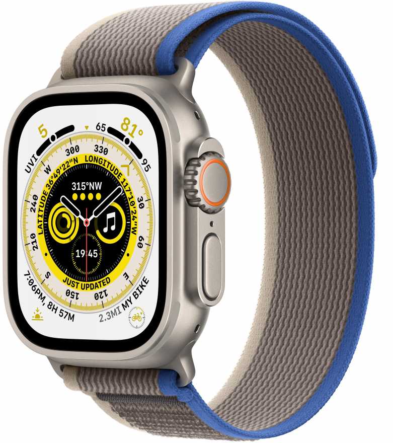 Apple Watch Ultra GPS + Cellular 49 мм корпус из титана, ремешок Trail синего/серого цвета