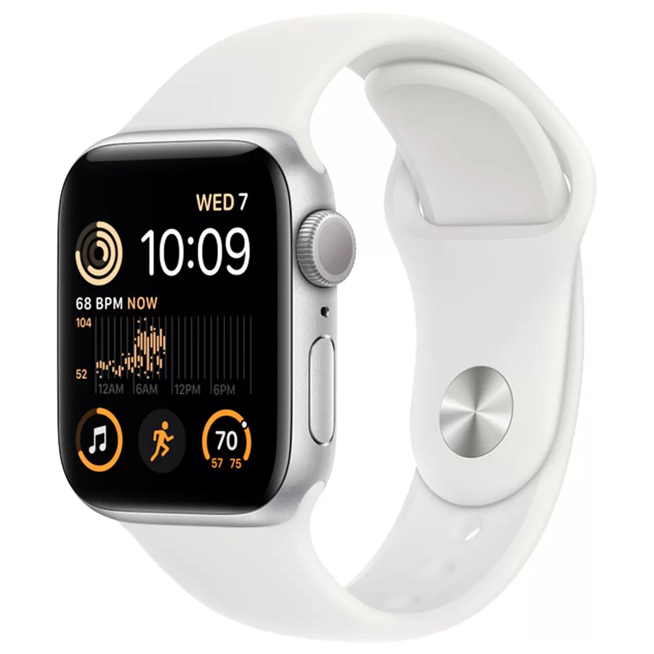 Apple Watch SE 2022 40 мм корпус из алюминия серебристого цвета, спортивный ремешок белого цвета
