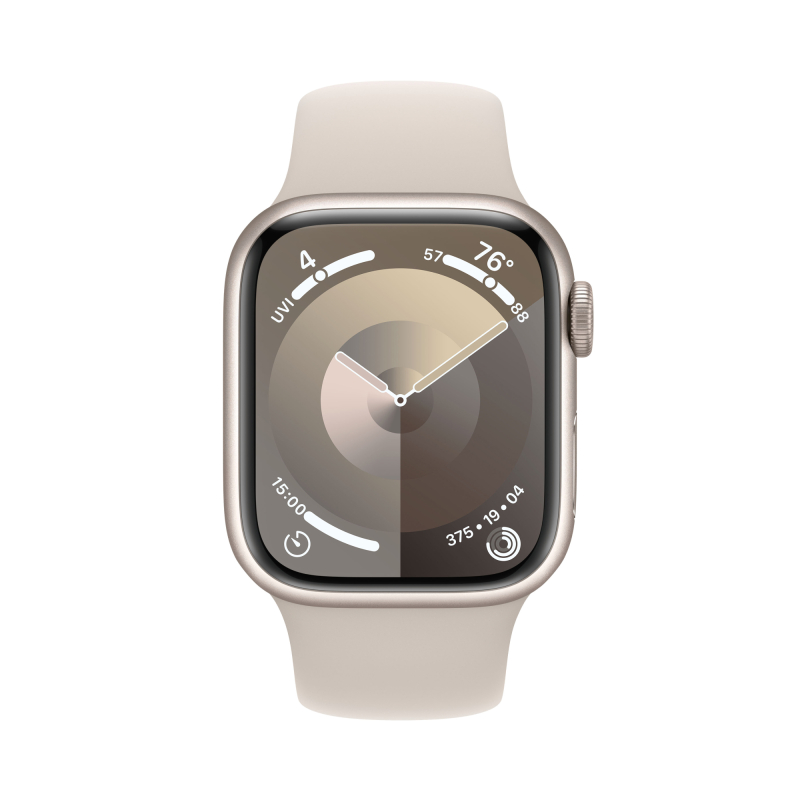 Apple Watch Series 9 41 мм корпус из алюминия цвета «Сияющая звезда», спортивный ремешок цвета «Сияющая звезда»
