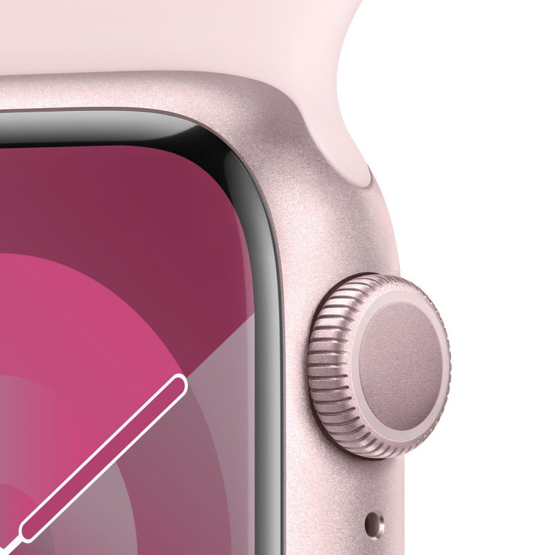 Apple Watch Series 9 45 мм корпус из алюминия цвета «Розовый», спортивный ремешок цвета «Нежно-Розовый»