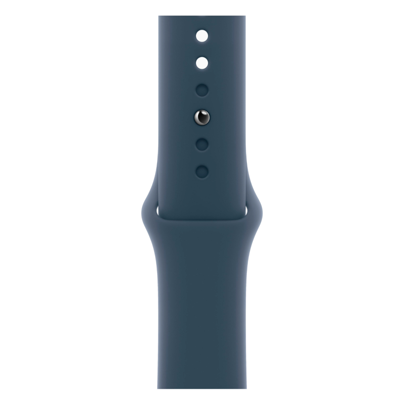 Apple Watch Series 9 41 мм корпус из алюминия Серебристого цвета, спортивный ремешок цвета «Грозовой синий»