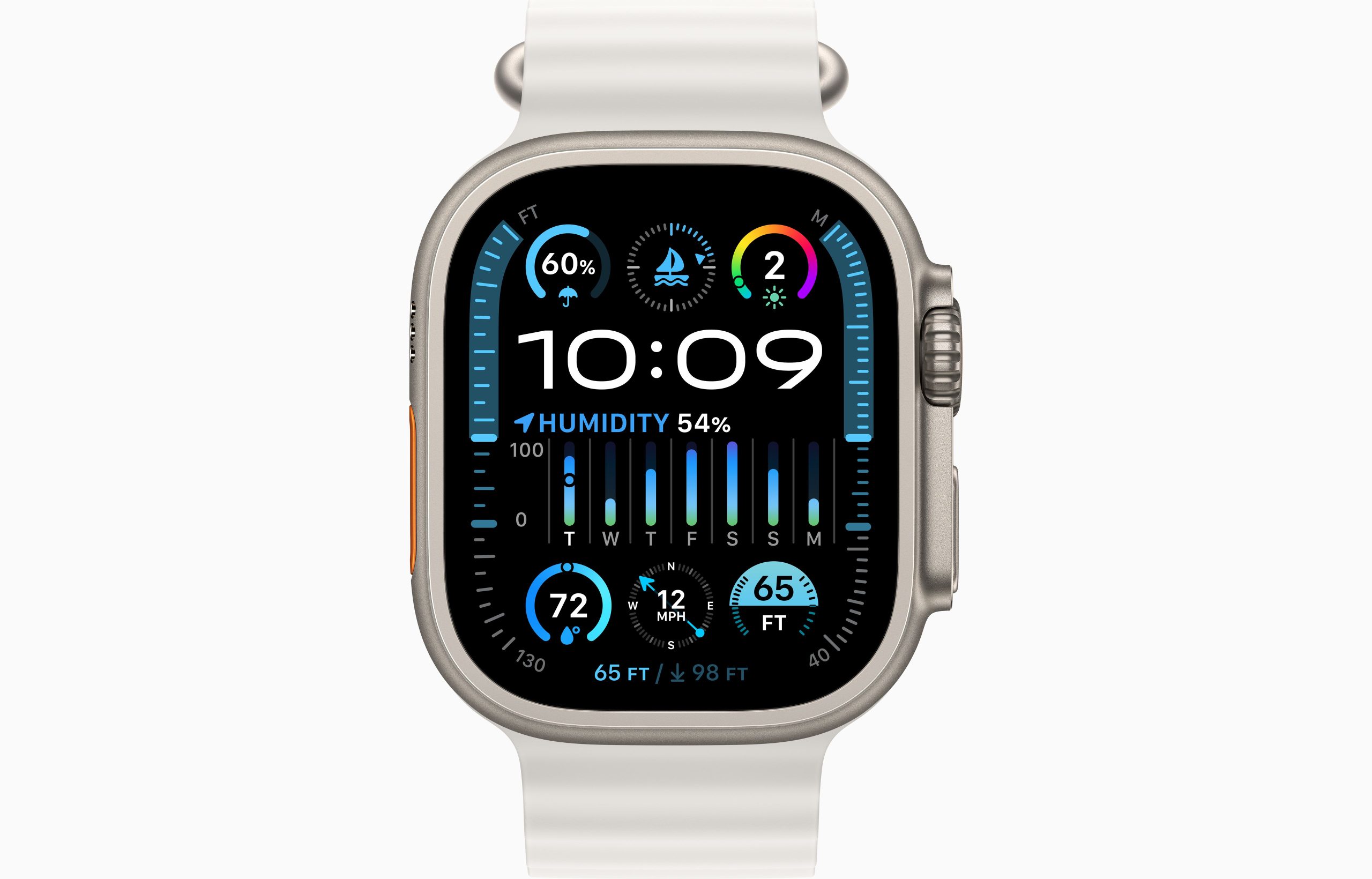 Apple Watch Ultra 2 GPS + Cellular 49 мм корпус из титана ремешок Ocean белого цвета