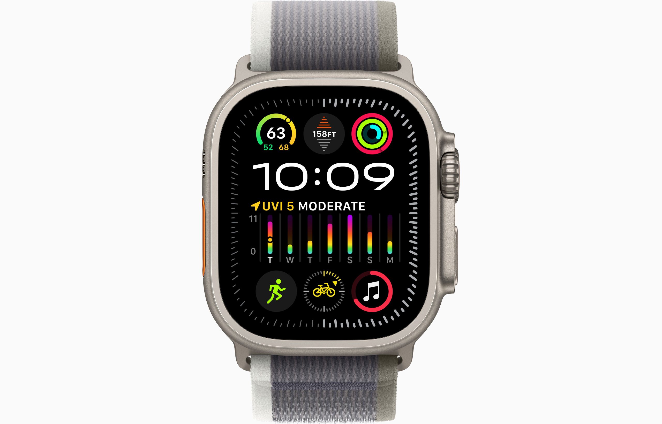 Apple Watch Ultra 2 GPS + Cellular 49 мм корпус из титана ремешок Trail цвета зеленый/серый