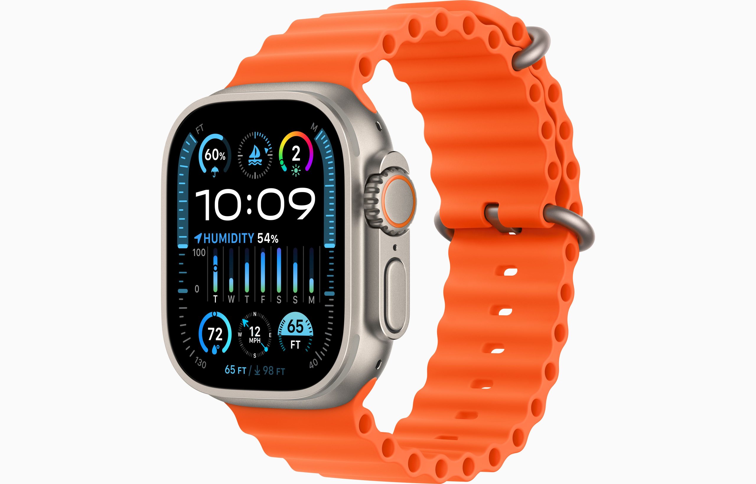 Apple Watch Ultra 2 GPS + Cellular 49 мм корпус из титана ремешок Ocean оранжевого цвета