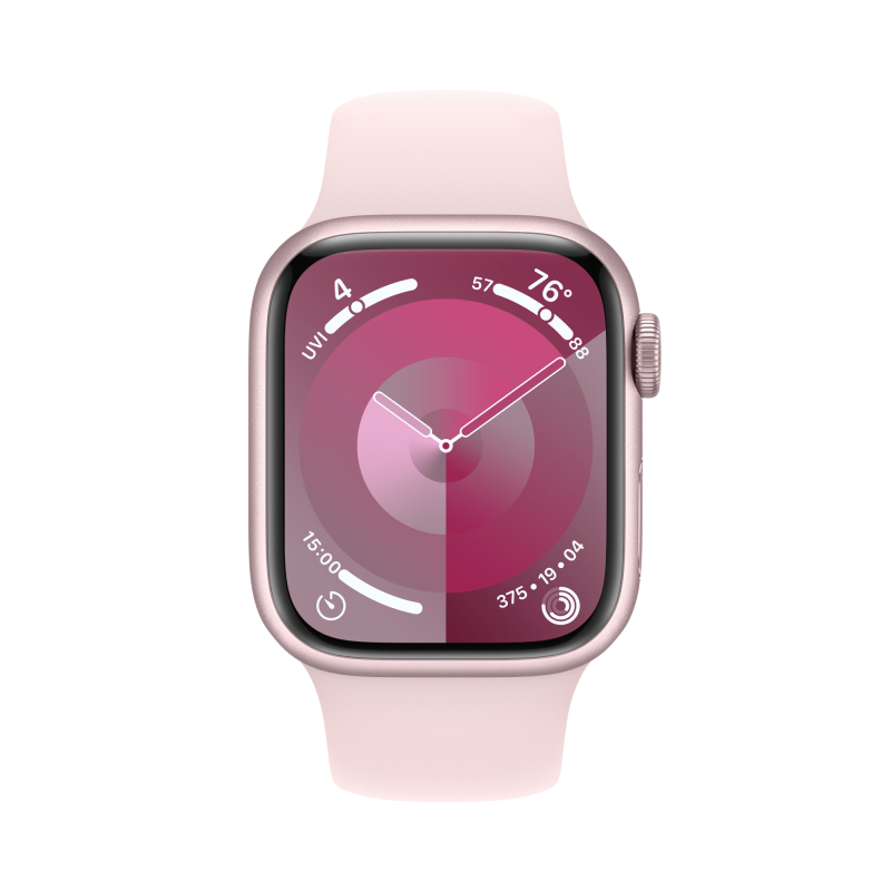 Apple Watch Series 9 45 мм корпус из алюминия цвета «Розовый», спортивный ремешок цвета «Нежно-Розовый»